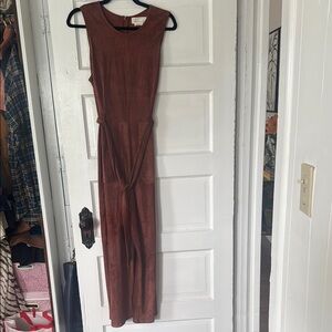 Suede Wide Leg Jumpsuit